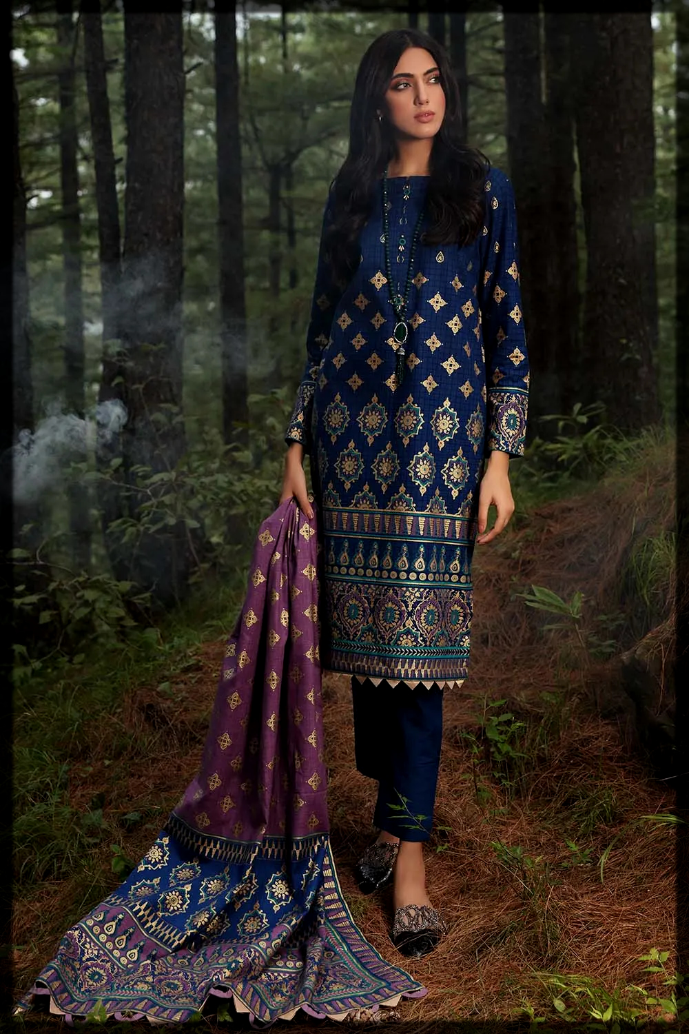 classical printed khaddar suit for women
