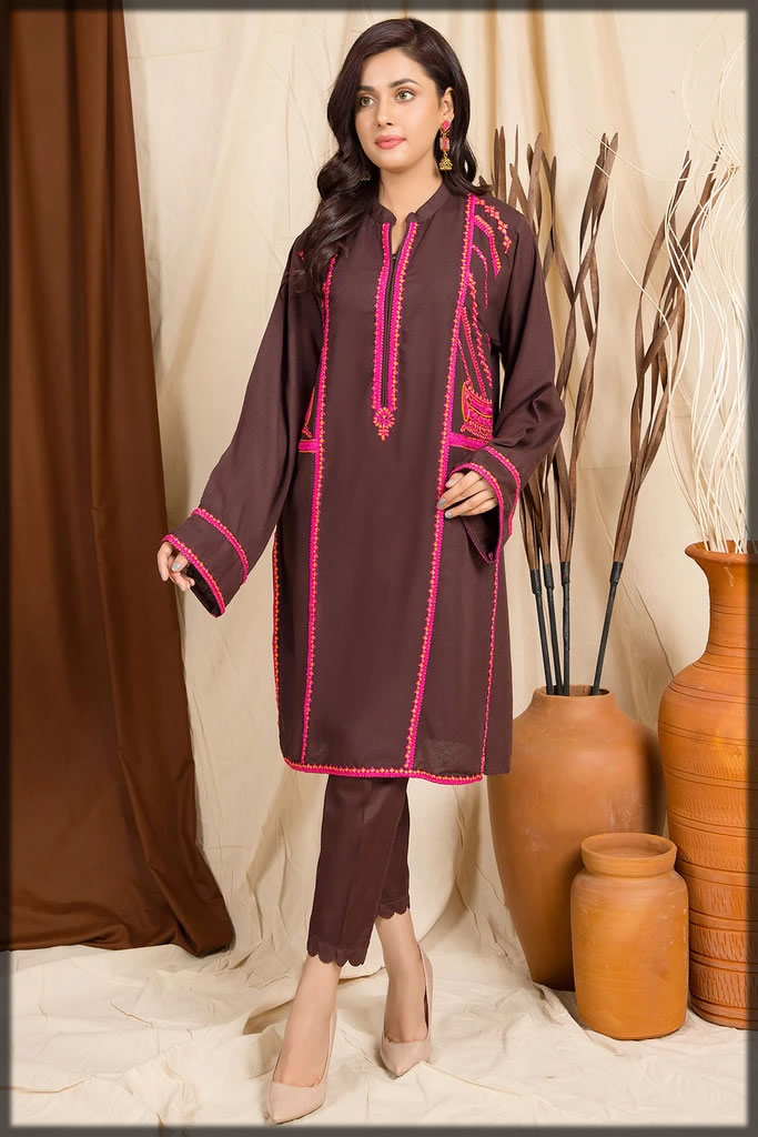silk karandi embroidered pret shirt