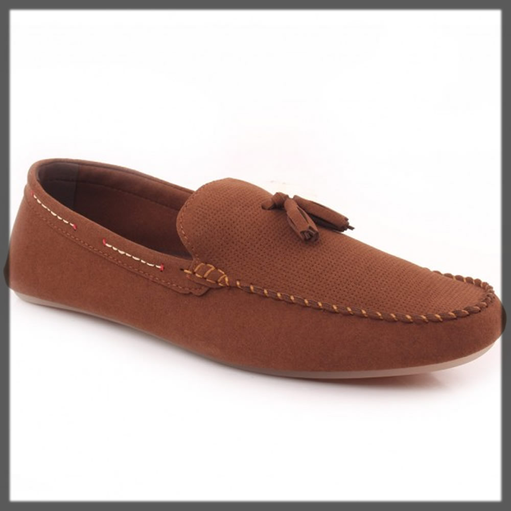 brown tassel up shoes