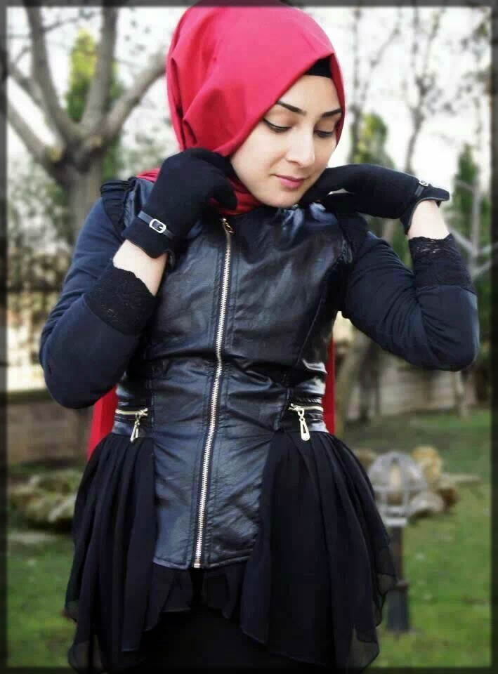 classic hijab style with jacket