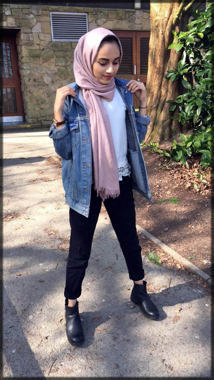 stylish hijab styles with jeans jackets