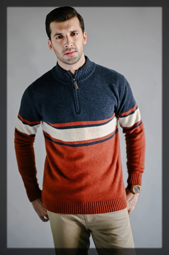 vibrant zipper sweater for men