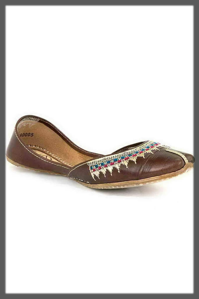 dark brown Khussa Shoes For Ladies