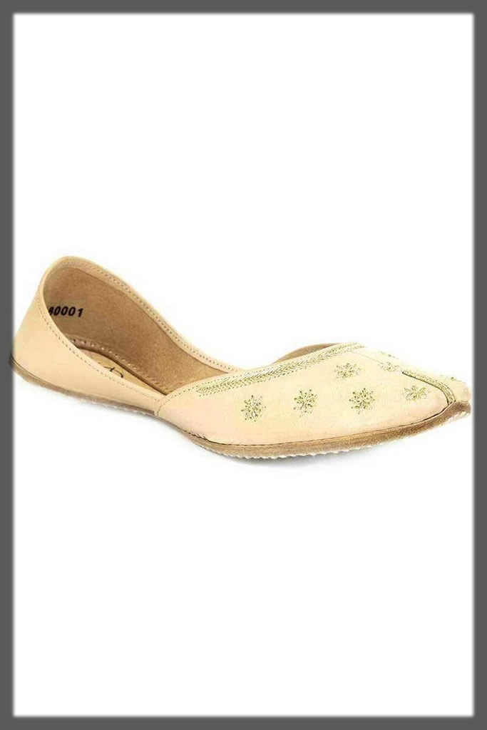 elegant beige Khussa Shoes For Ladies
