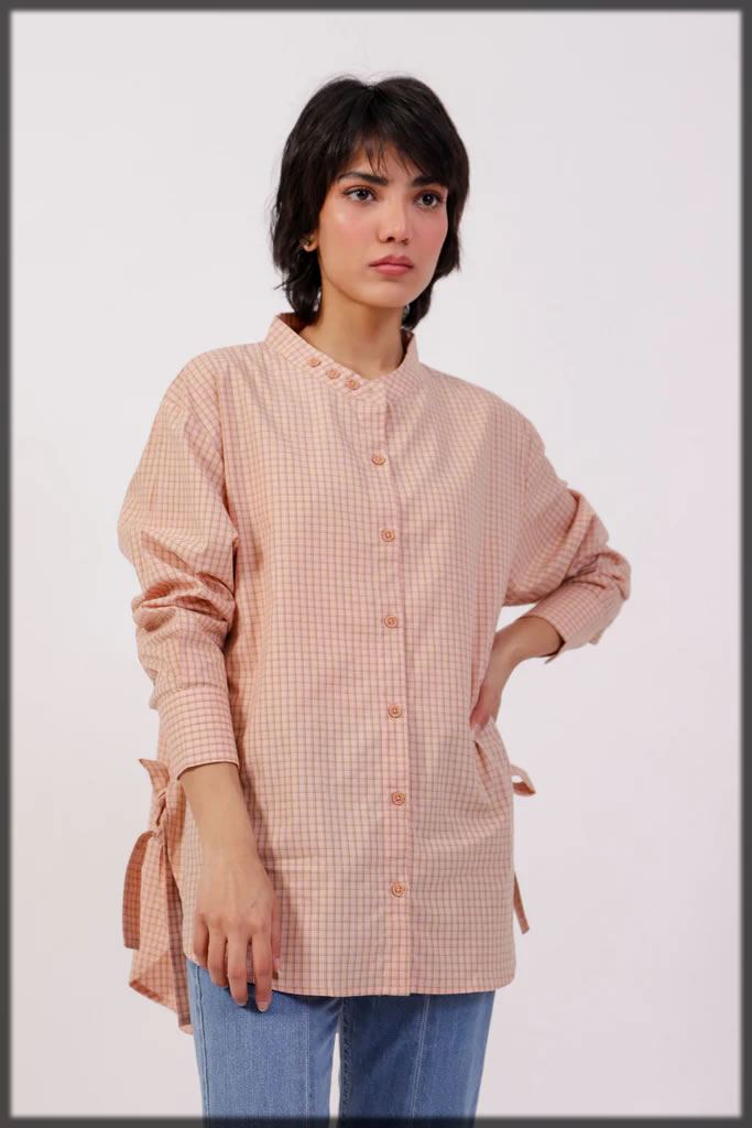 Side Bow Button-Down Shirt