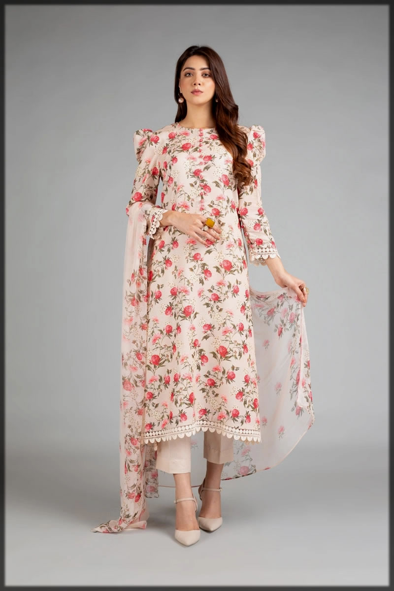appealing printed summer lawn suit