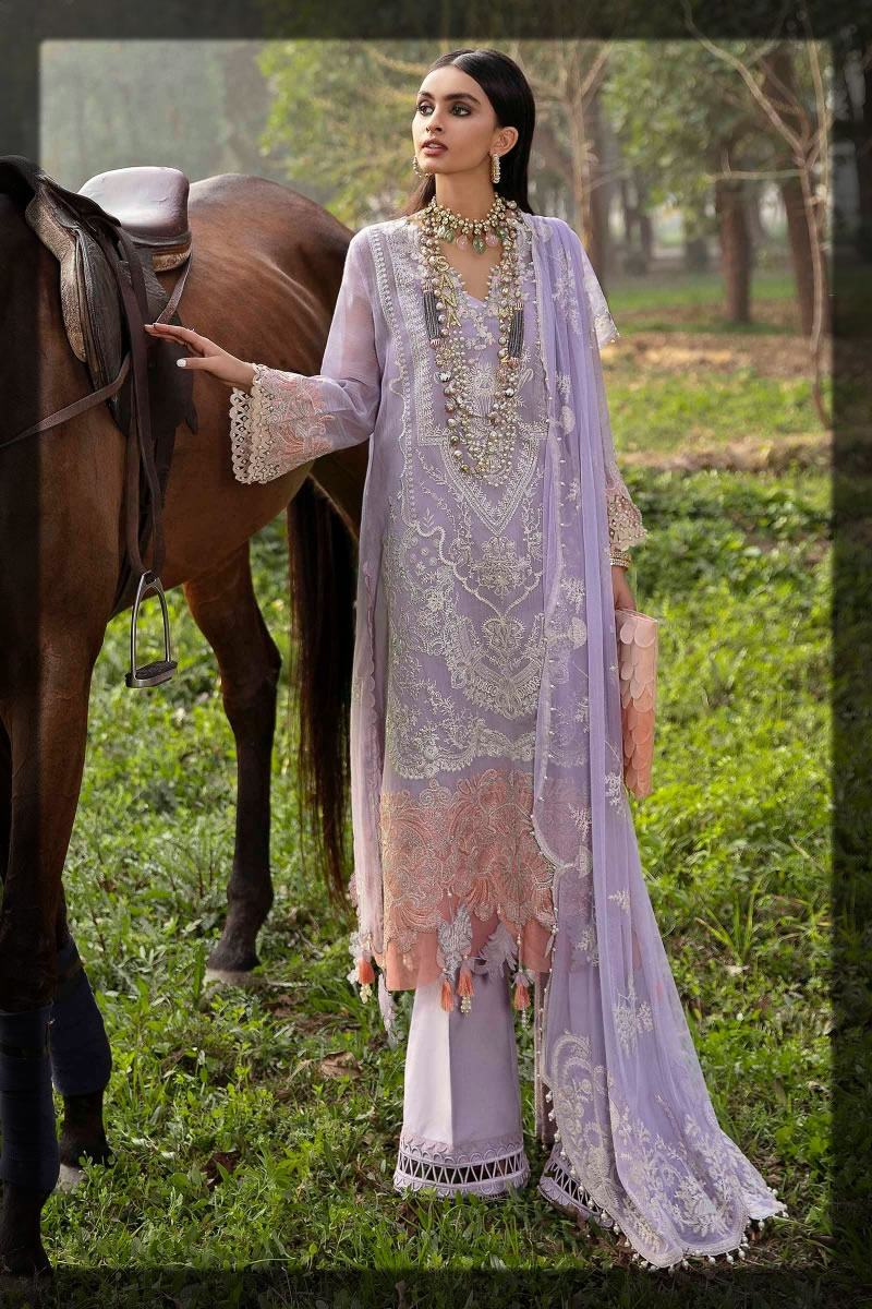 lilac embroidered premium lawn suit