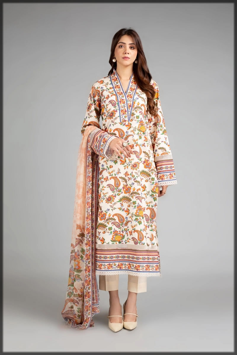 summer printed lawn suit for women