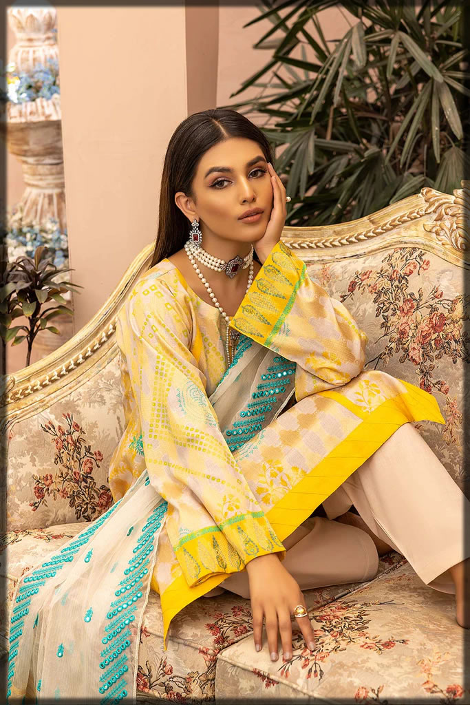 Jacquard Shirt With Embroidered Dupatta