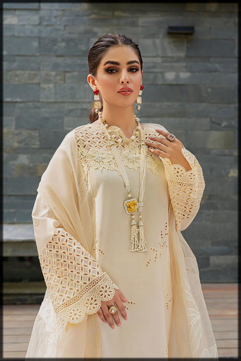 Melon Yellow Chikan Embroidery Suit