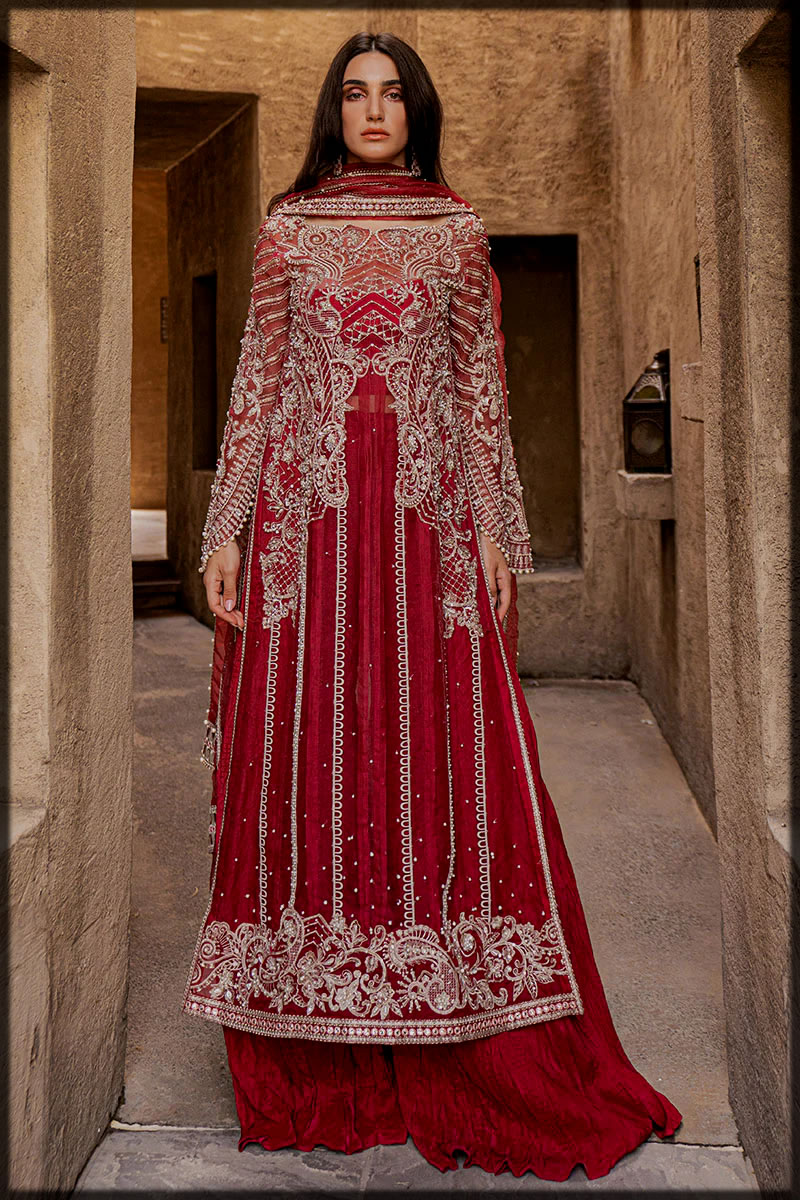 Red Pure Silk Organza Net Outfit for Royal Look