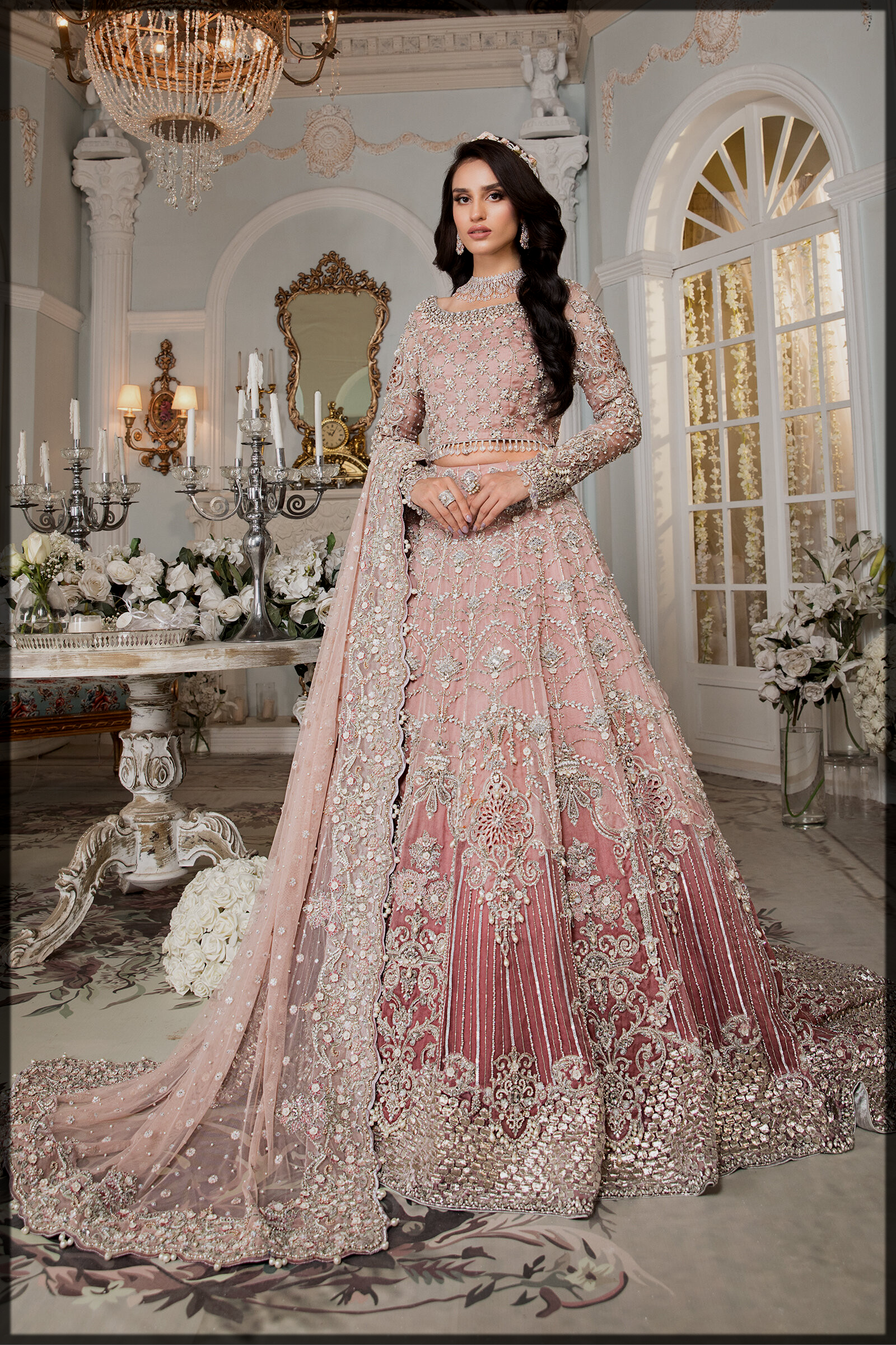 blush pink bridal outfit for walima