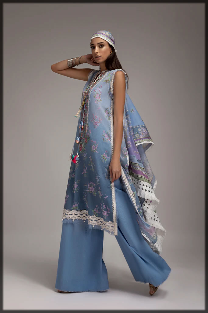 classical printed lawn suit for women