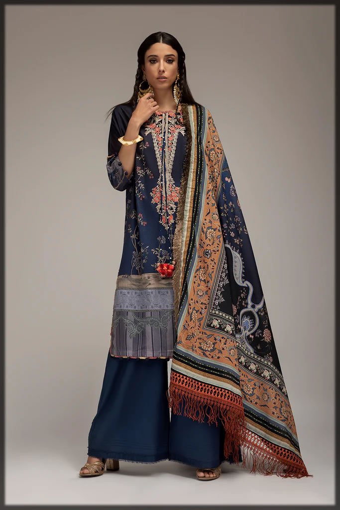 classical printed lawn suit