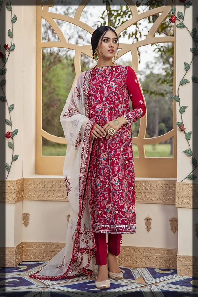 Ethnic Vine Embroidered Lawn Suit