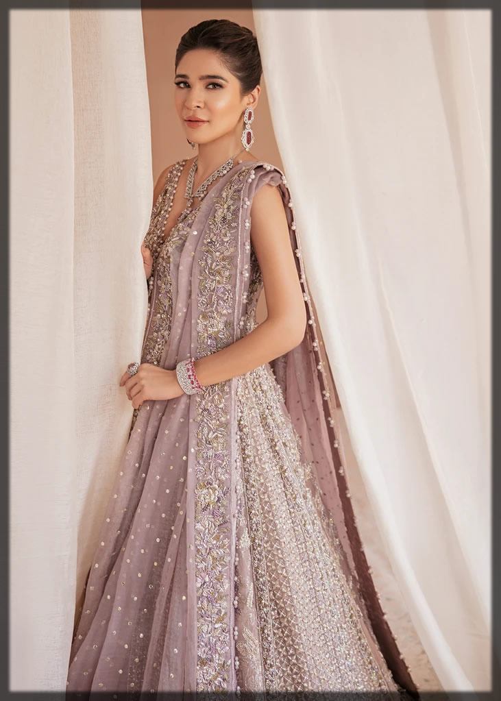 beautiful lilac organza bridal dress