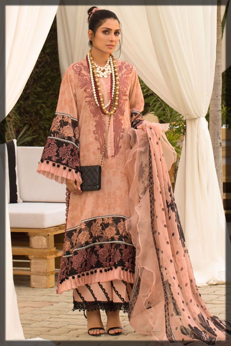 blush pink embroidered lawn suit