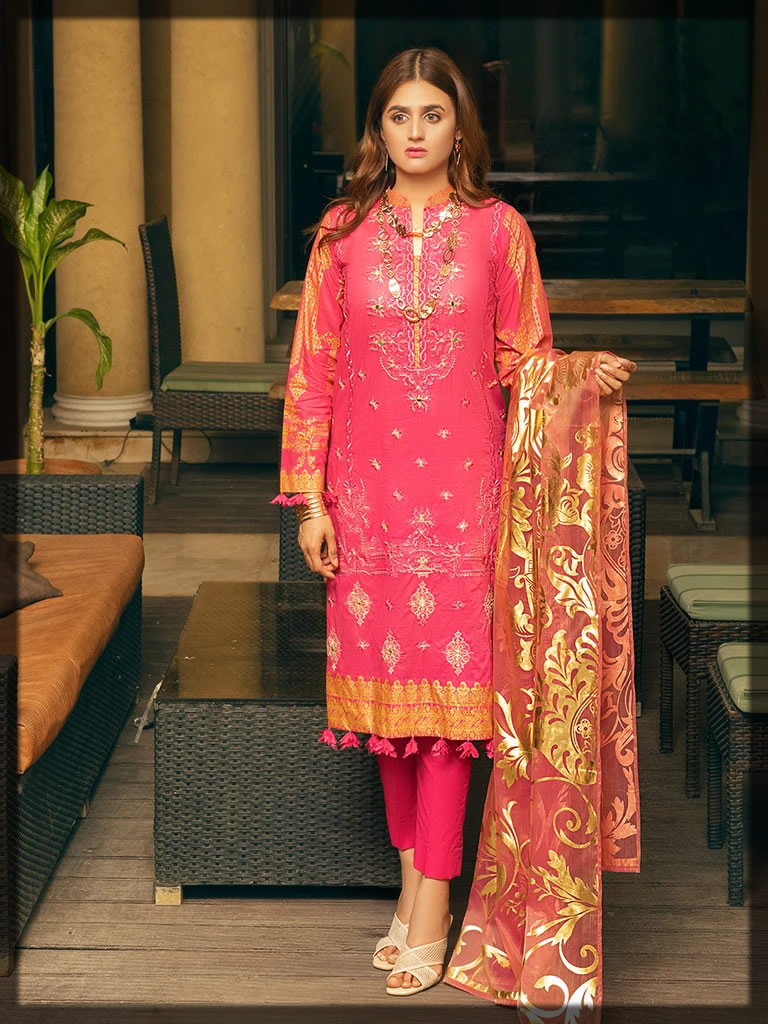 luxury pink embroidered eid dress