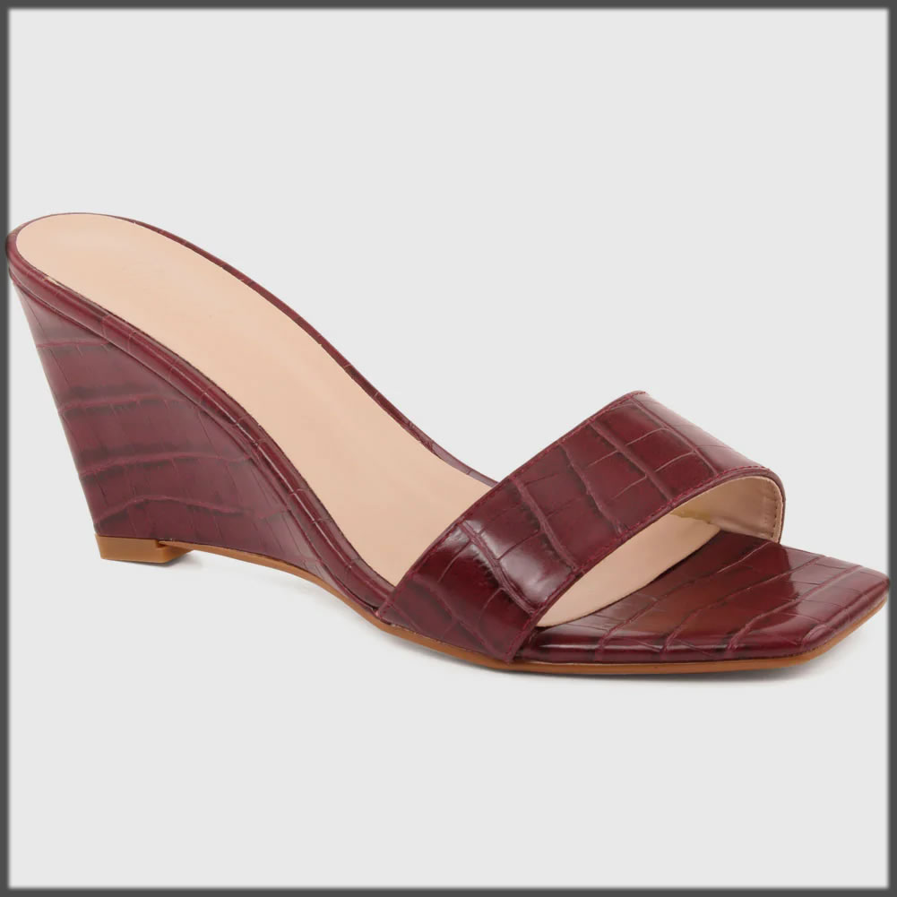 maroon summer wedges for women
