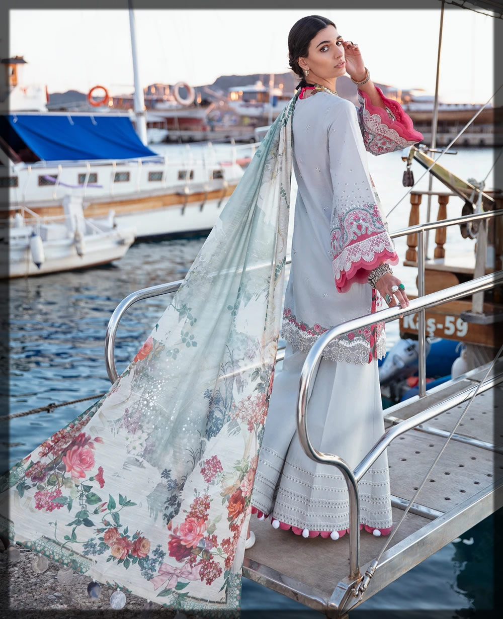 classic ivory embroidered lawn suit