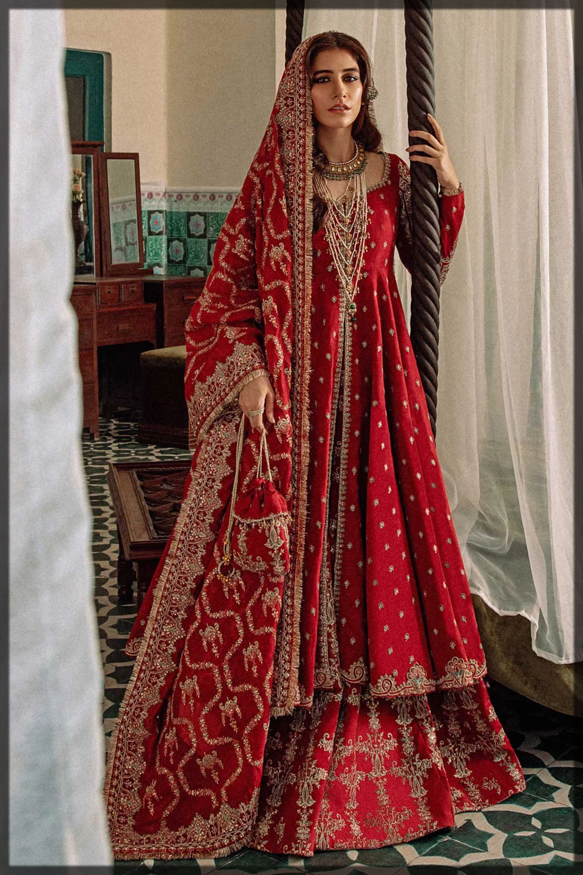 embellished red peshwas