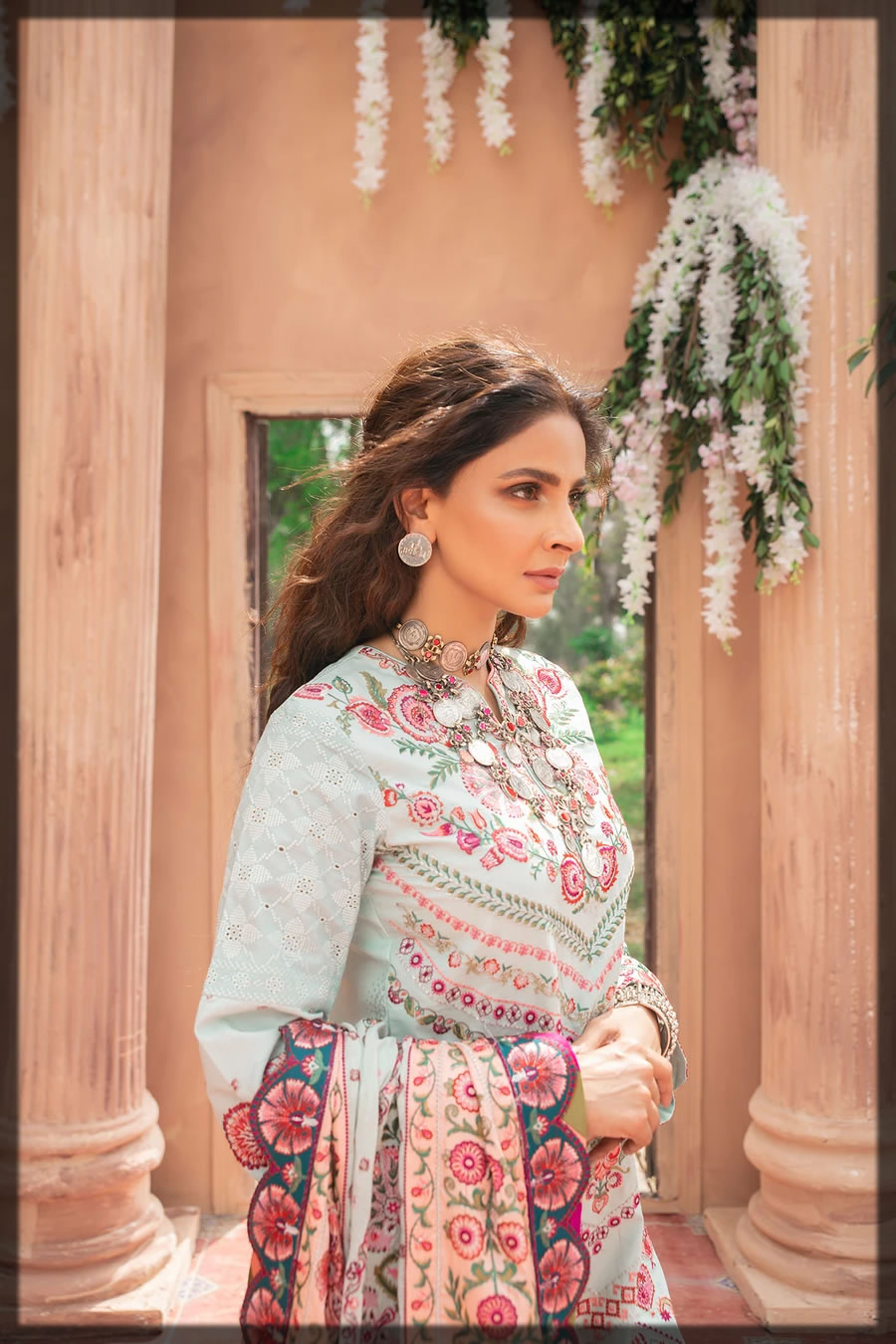 gorgeous ivory embroidered lawn dress