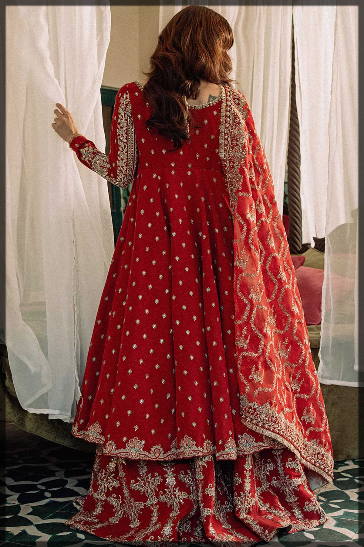 graceful embellished red peshwas