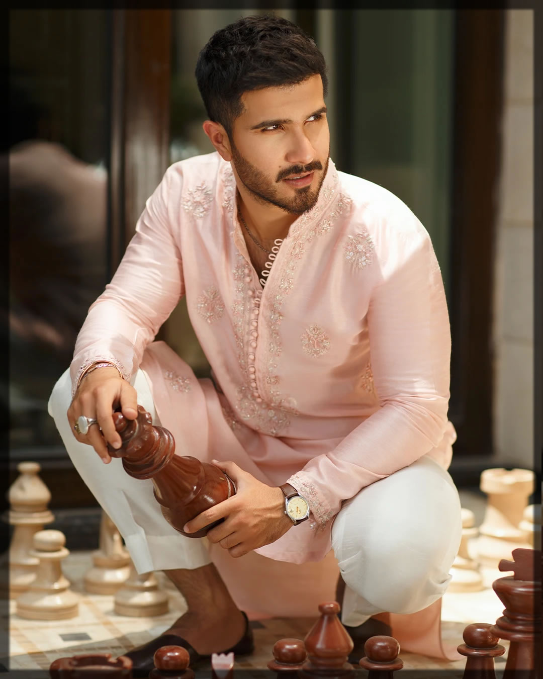 stylish powder pink kurta