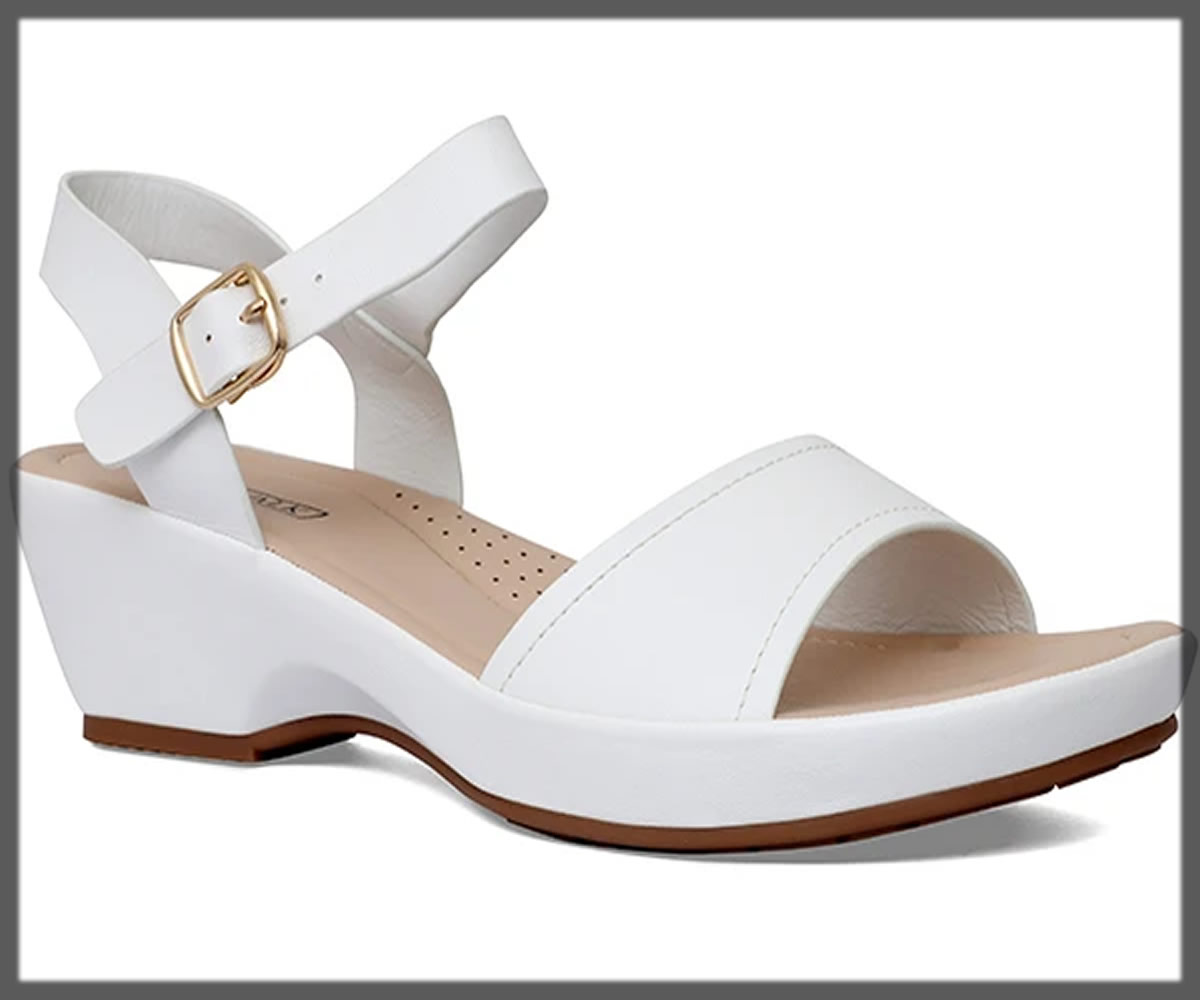 white buckled sandals for women