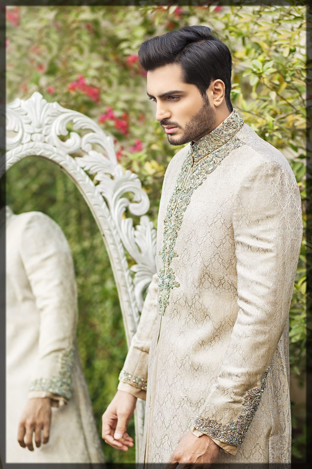 Embellished Ivory Sherwani for Men