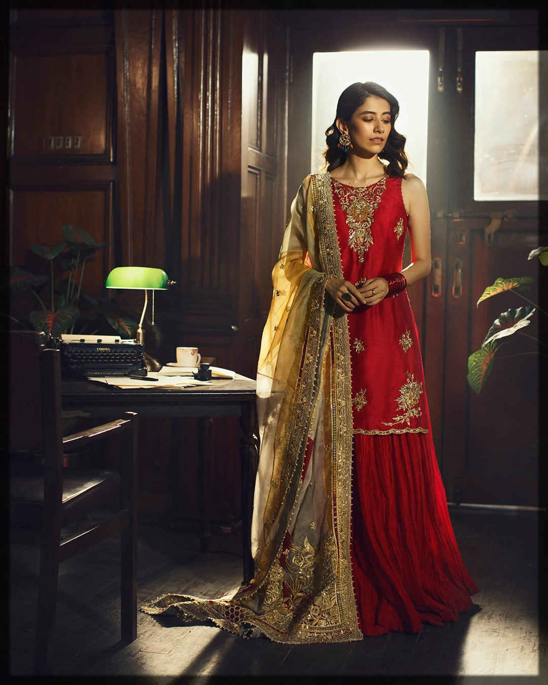 Traditional Crimson Red Sharara Dress