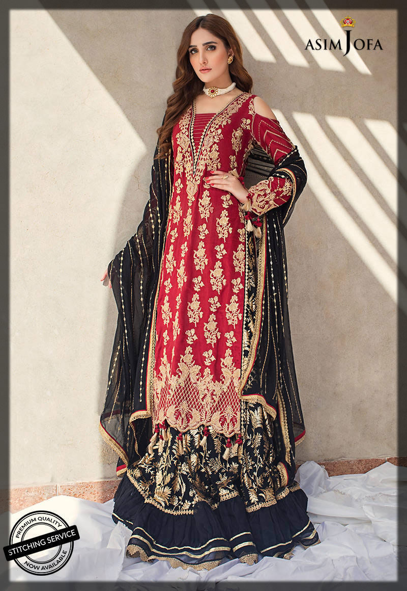 embellished raw silk red suit