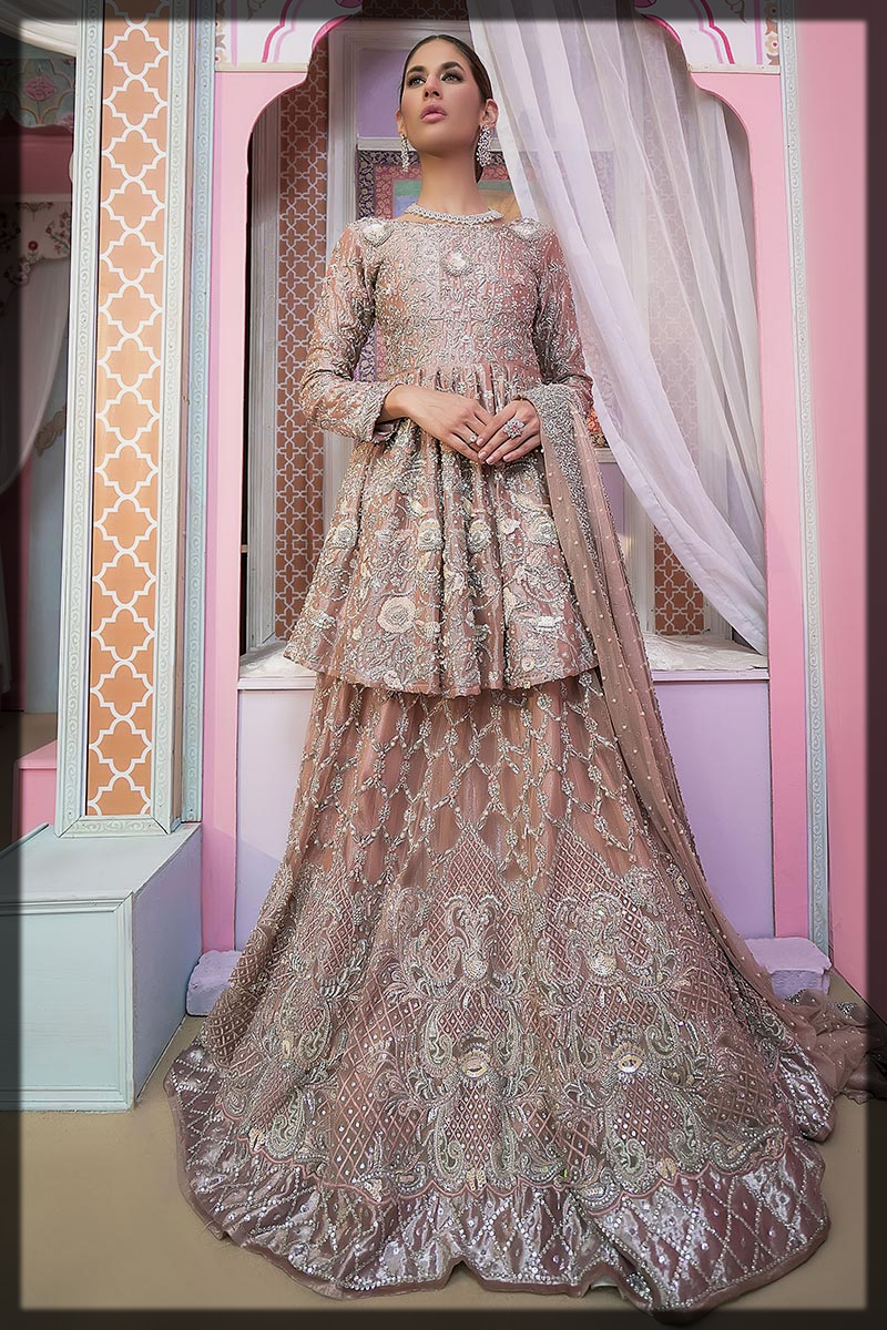 peach shaded bridal nikkah dresses for women