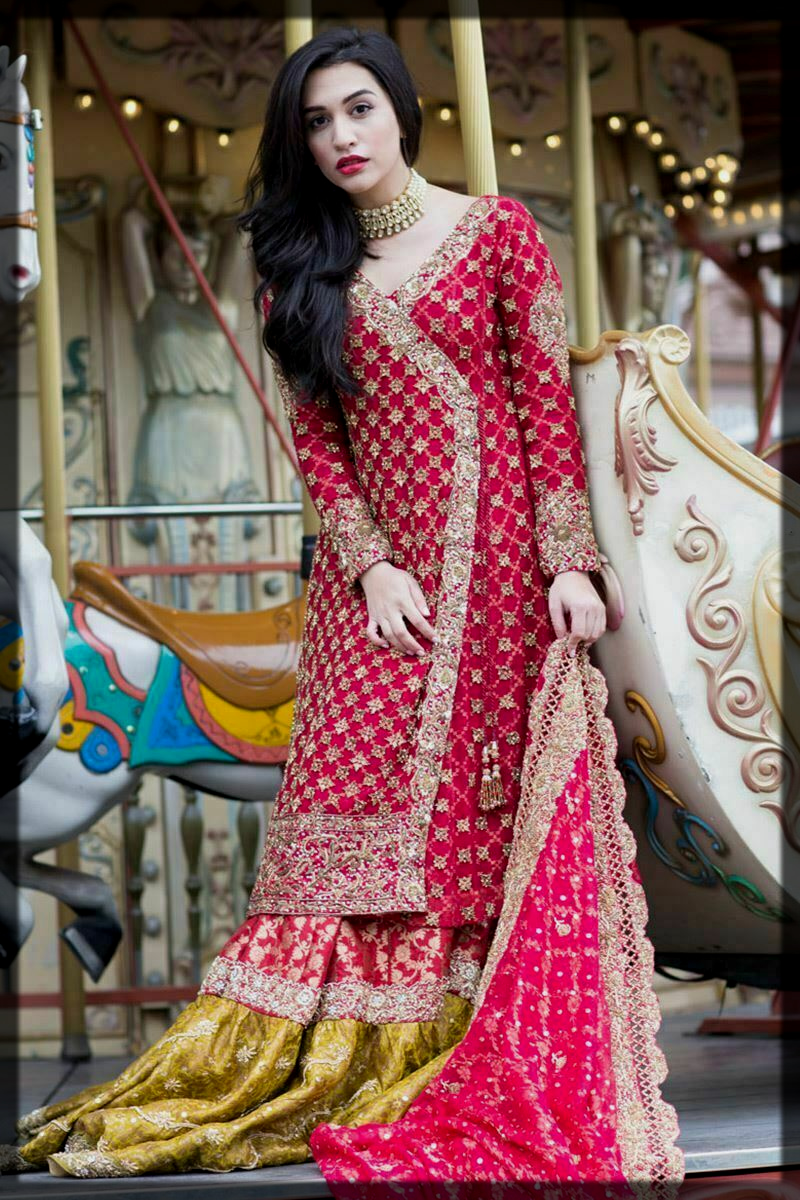 red and parrot bridal dress