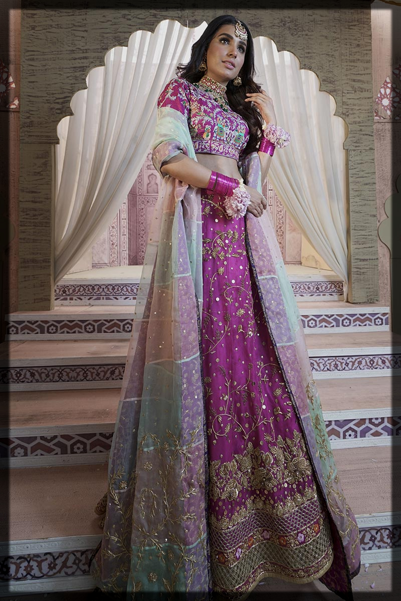 stunning pink bridal mehndi dress