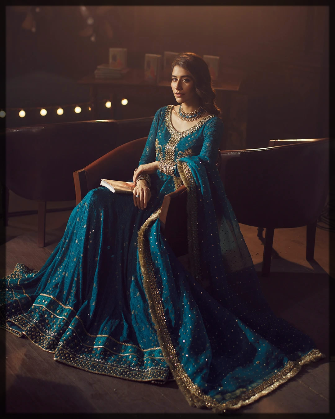 teal blue embellished peshwas