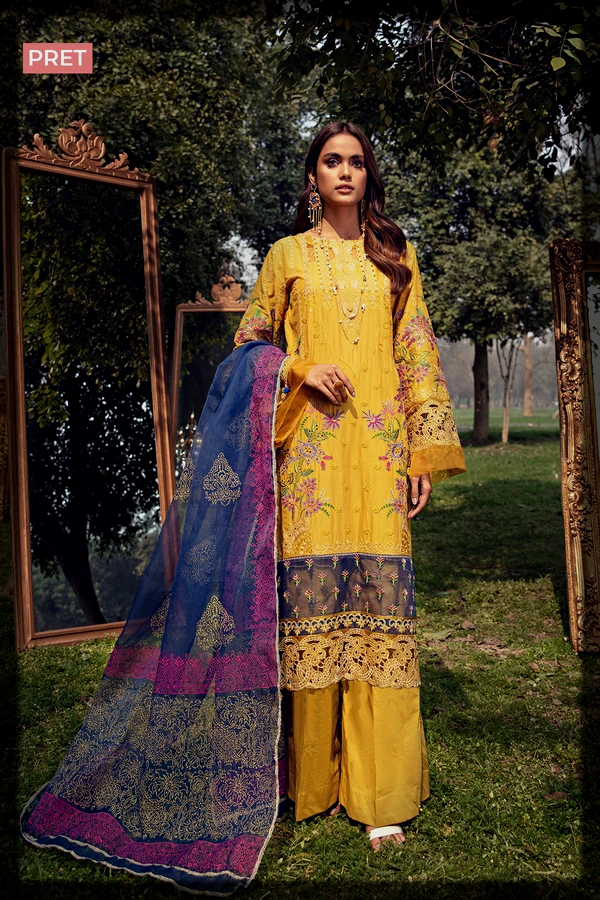 yellow and blue summer lawn dress