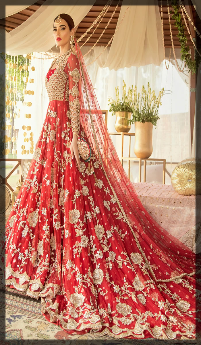 blush red flowy bridal peshwas