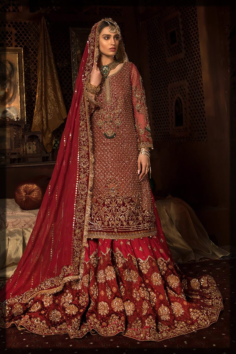 graceful red bridal dress