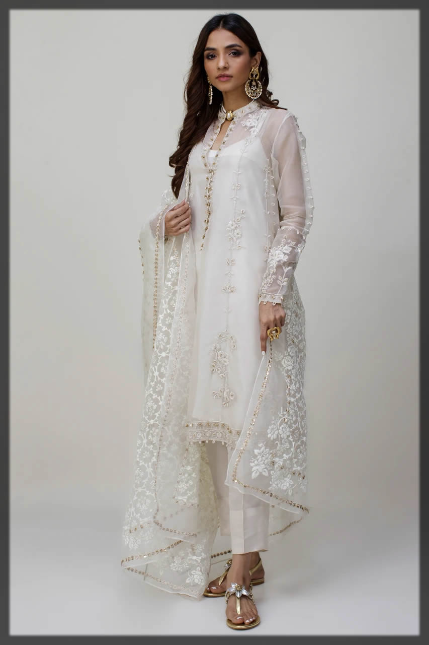 white eid dresses by Nida Azwer