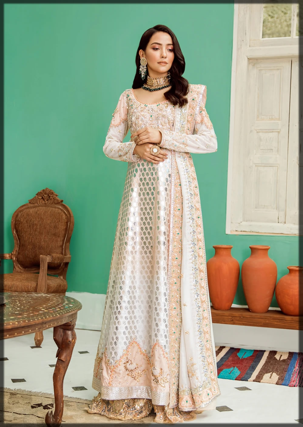 ivory embroidered bridal dress
