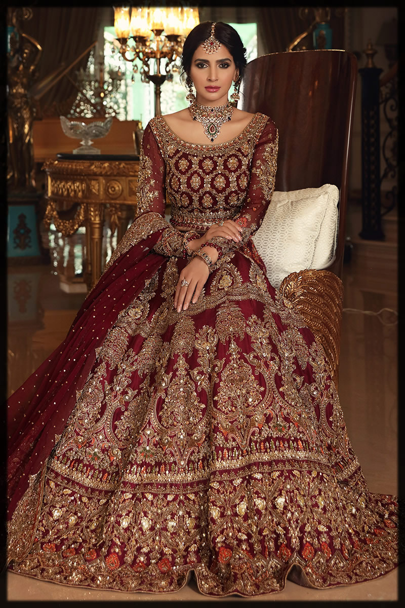 maroon embellished raw silk lehenga