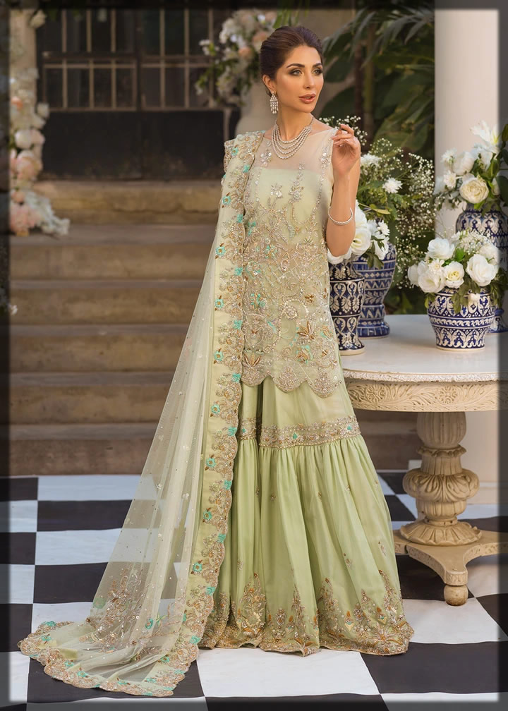 mint green bridal gharara dress