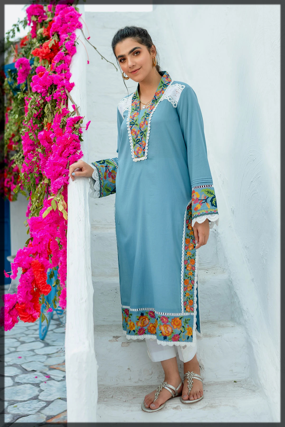 sky blue summer casual wear by ammara khan