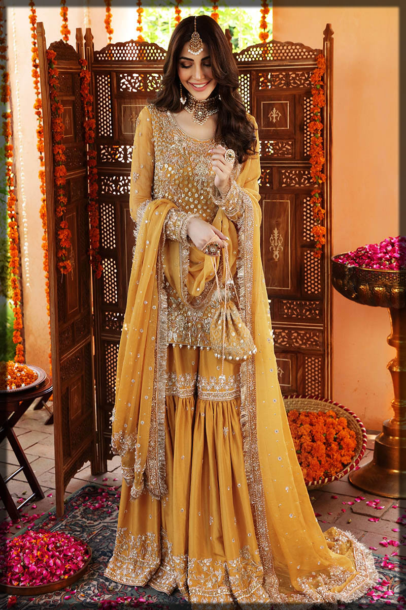 yellow gharara dress for brides