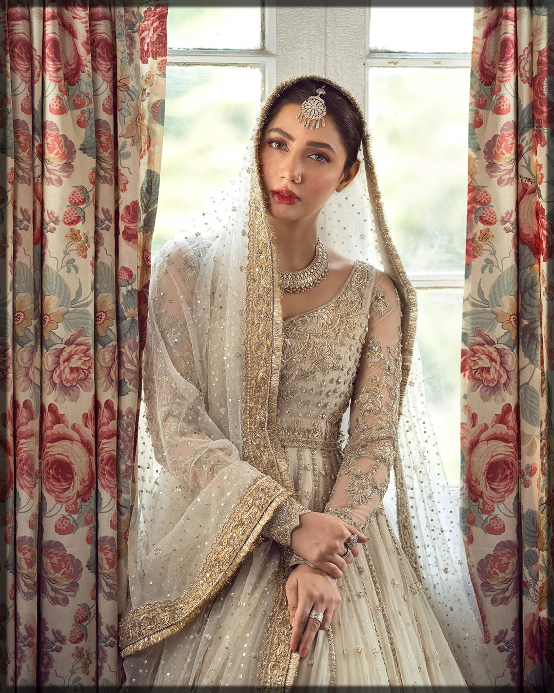 mahira khan in ivory bridal dress