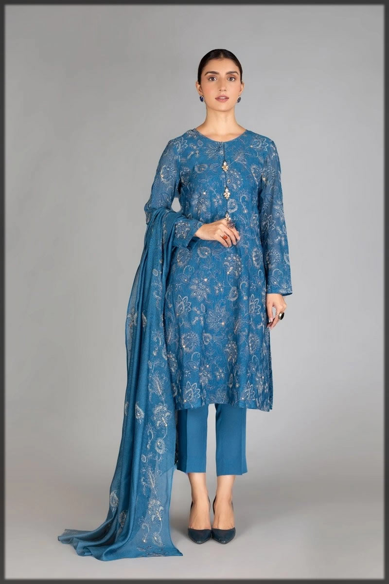 blue bareeze winter khaadi dress