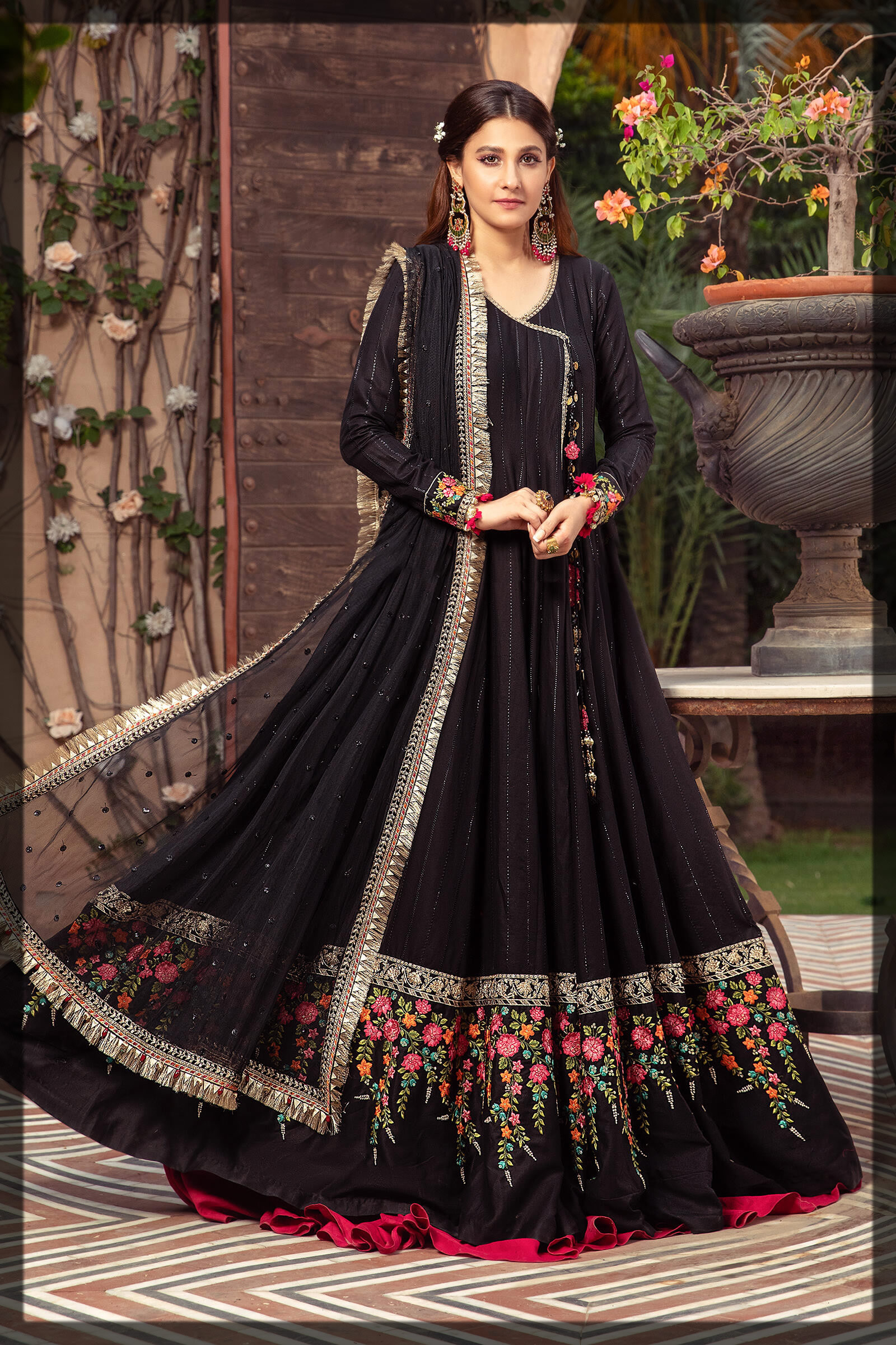 graceful black embellished cotton satin dress