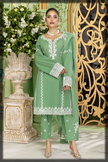 green shaded winter suit