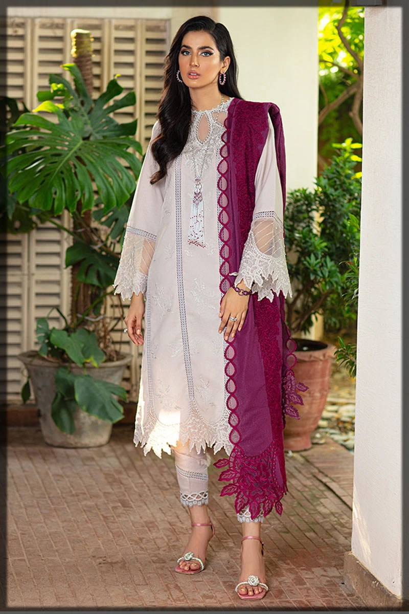 beautiful white embroidered pret suit